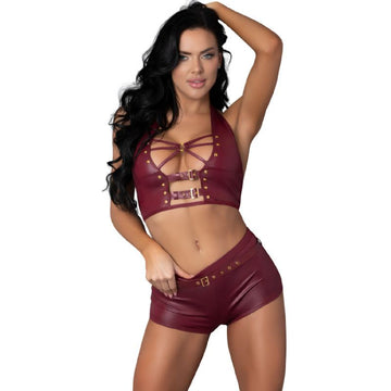 Thalia Burgundy Tease Two Piece Set