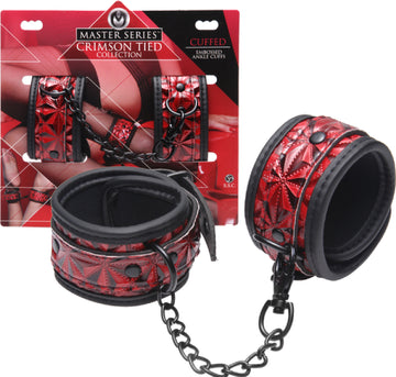 Crimson Tied Embossed Ankle Cuffs