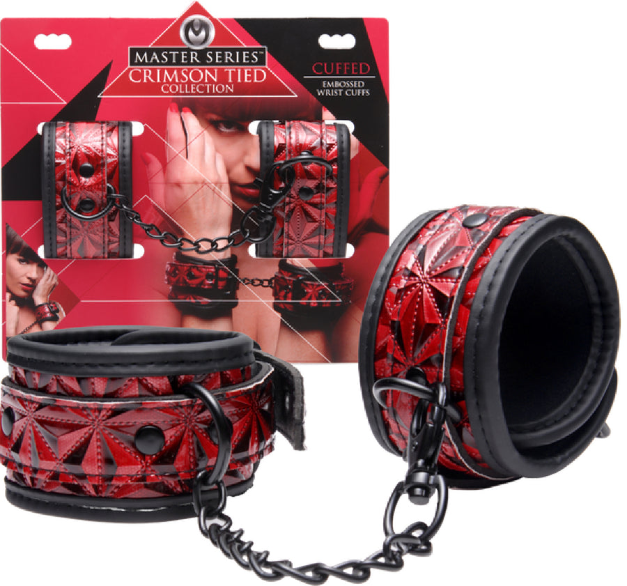 Crimson Tied Embossed Ankle Cuffs