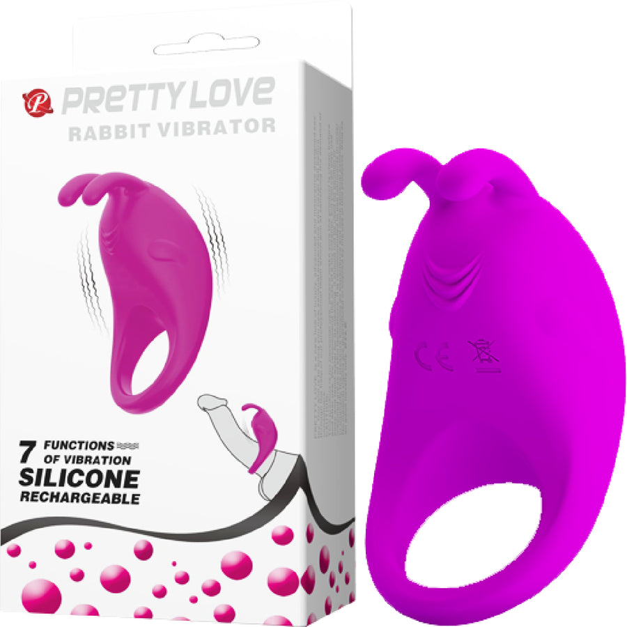 Rechargeable Rabbit Vibrator Cockring (Black)