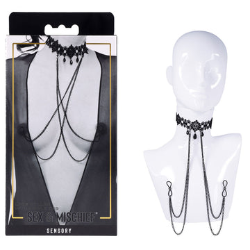 Sex & Mischief Lace Collar with Nipple Ties