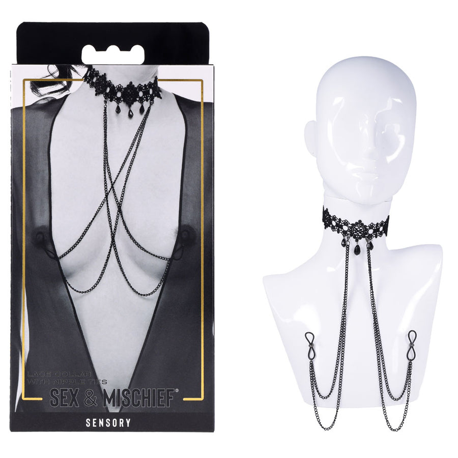Sex & Mischief Lace Collar with Nipple Ties