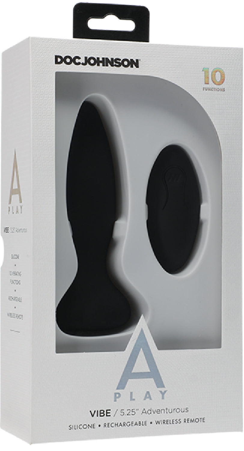 Vibe - Adventurous - Rechargeable Silicone Anal Plug With Remote (Black)