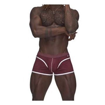 Male Power Sport Mesh Mini Short Burgundy