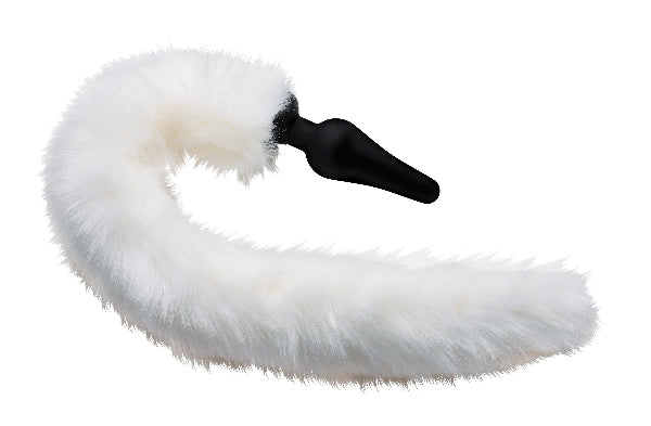Anal Plug and Ears Set White Fox Tail