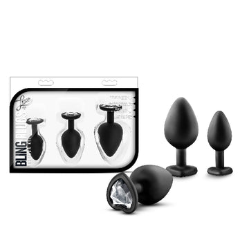 Luxe Bling Plugs Training Kit Black With White Gems