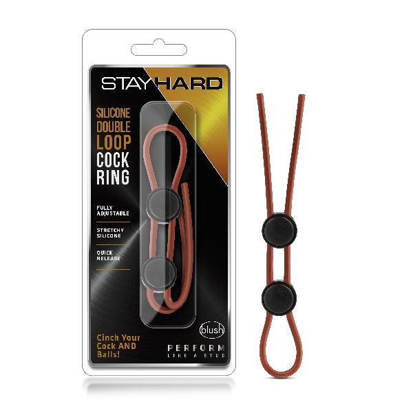 Stay Hard Silicone Double Loop Cock Ring Red