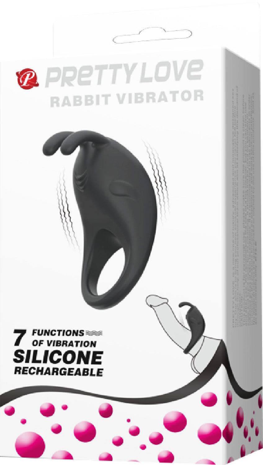 Rechargeable Rabbit Vibrator Cockring (Black)