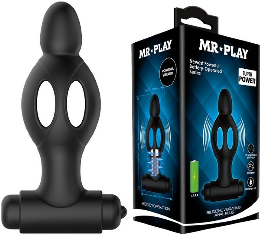 Silicone Vibrating Anal Plug (Black)