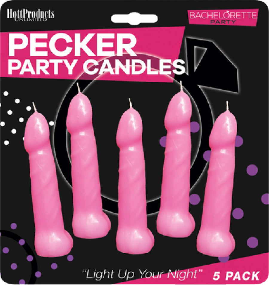 Bachelorette Pecker Party Pink Candles 5pk
