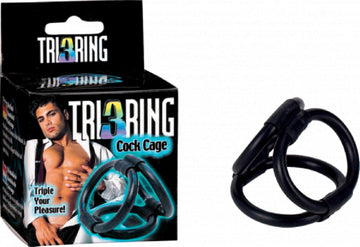 Tri 3 Ring Cock Cage (Black)