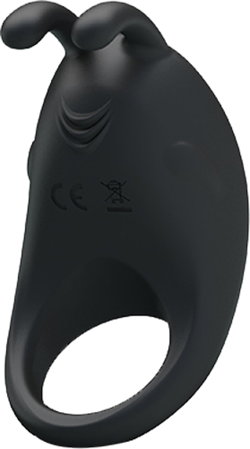 Rechargeable Rabbit Vibrator Cockring (Black)