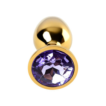 Gold Metal Anal Plug w Amethyst Crystal