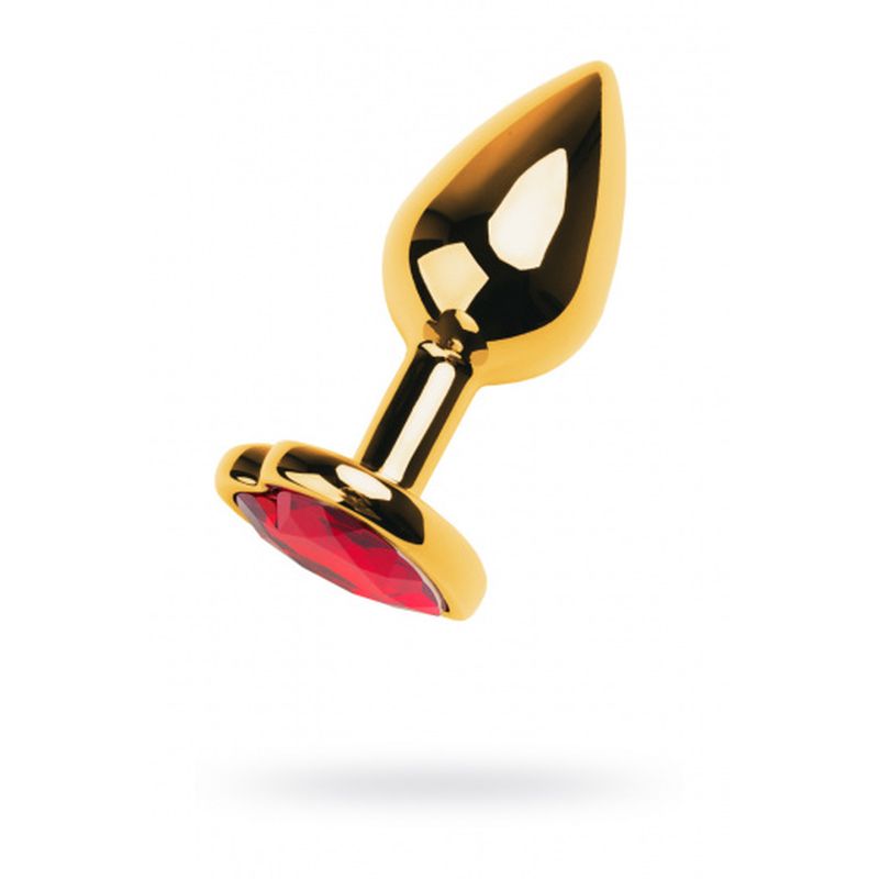 Gold Metal Anal Plug w Red Ruby Crystal