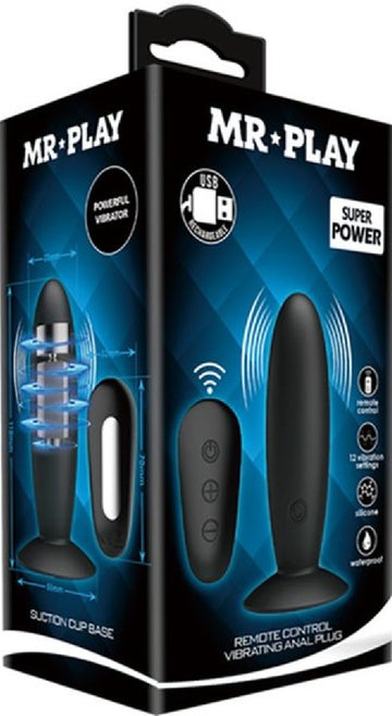 Remote Control Vibrating Anal Plug (Black)