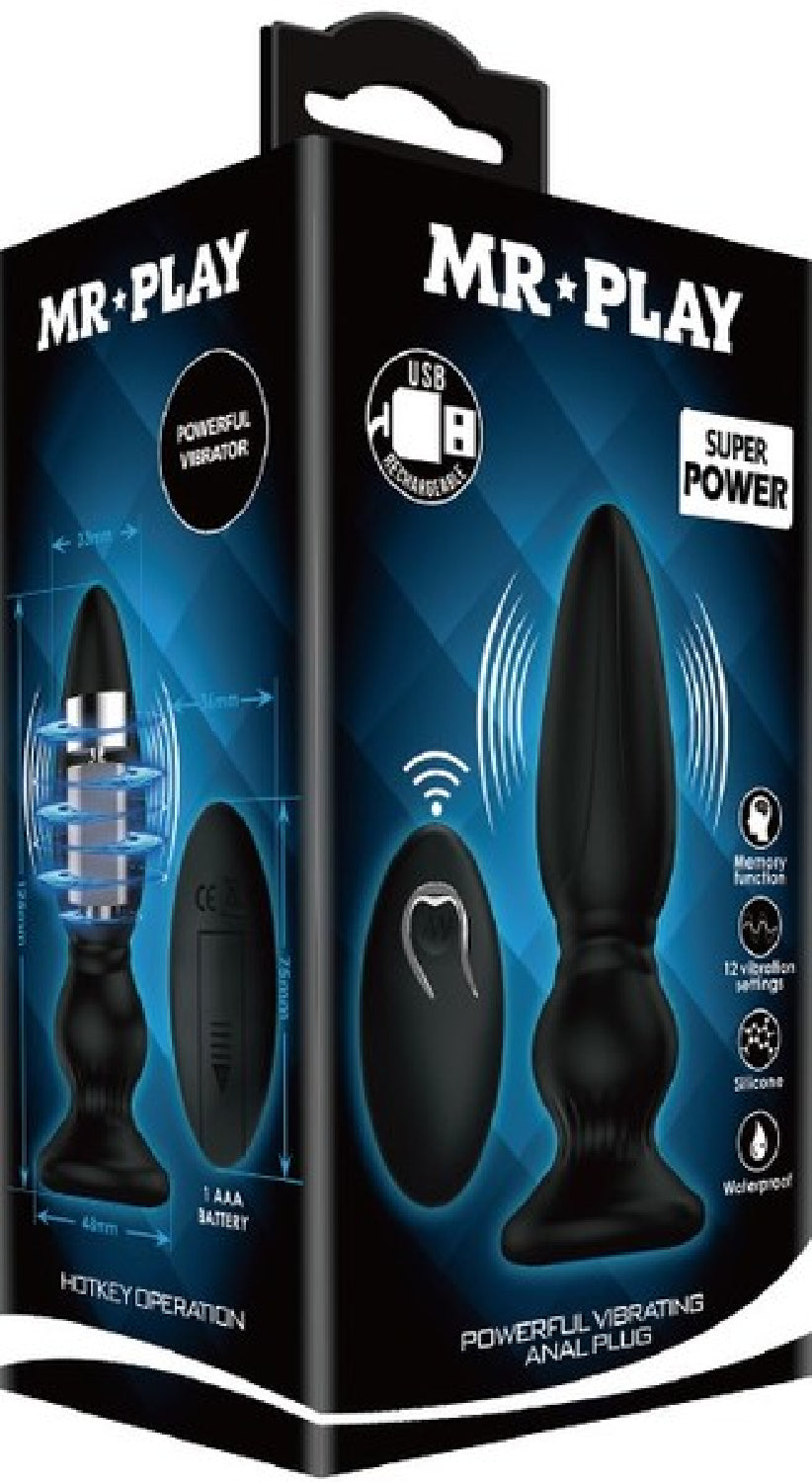 Powerful Vibrating Anal Plug (Black)