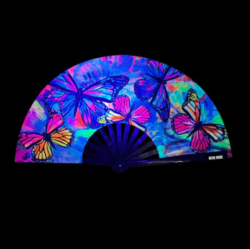 Flutter By Butterfly Blacklight Folding Fan