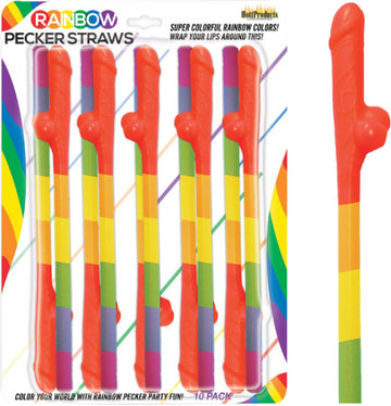 Rainbow Pecker Straws (10 Pack)