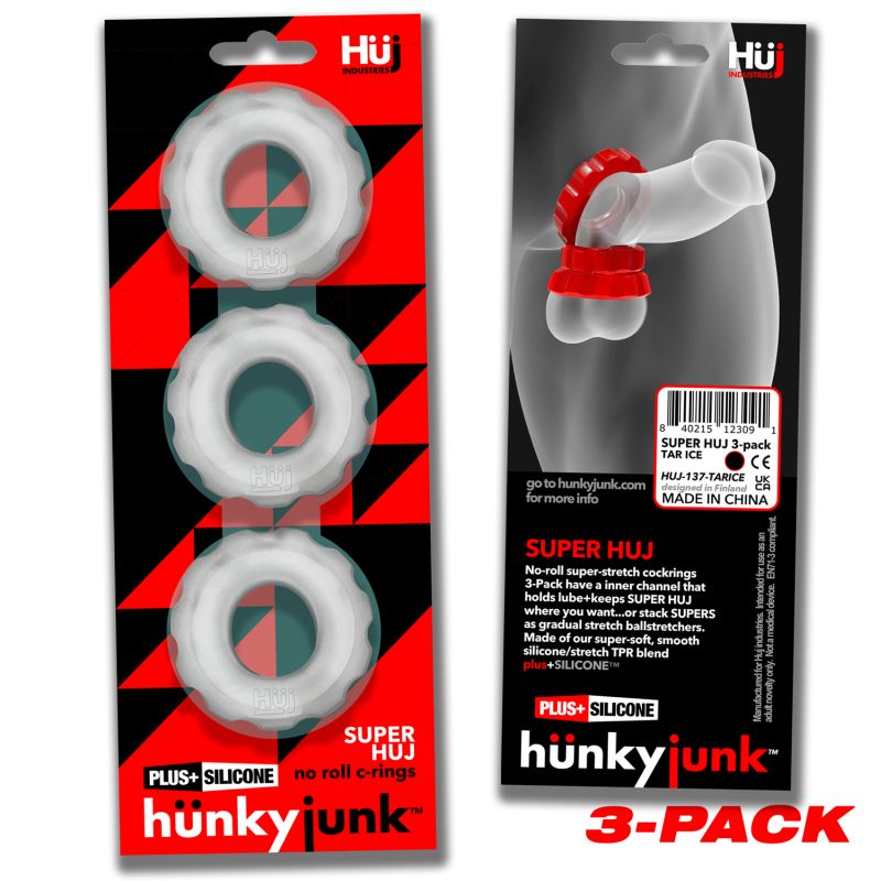 Super Hunkyjunk 3 Pc Cockrings Clear Ice