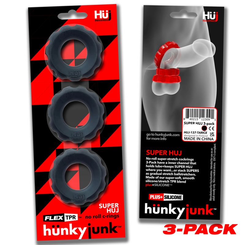 Super Hunkyjunk 3 Pc Cockrings Tar Ice