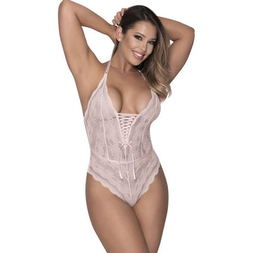 Mesh and Lace Teddy Blush