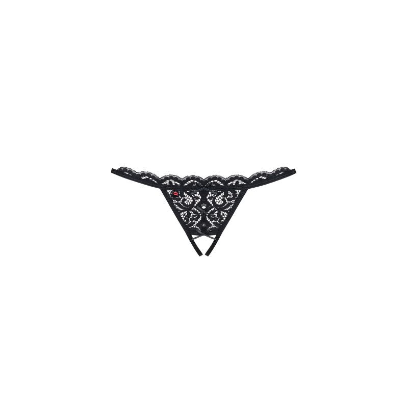Crotchless Lace Thong 831 Black