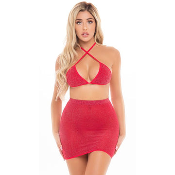 Cherry 2 Pc Skirt Set Red