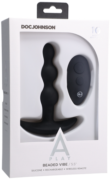 BEADED VIBE - Rechargeable Silicone Anal Plug With Remote - Black