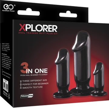 Xplorer Anal Training Butt Plug Kit (Cock) (Black)