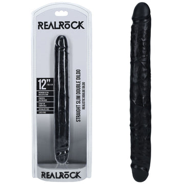 REALROCK 30cm Slim Double Dildo - Black